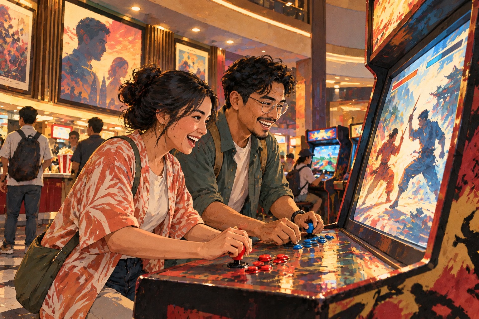 Conceptual arcade scene evoking the fighting-game nostalgia behind Street Fighter. · AI-generated editorial illustration.